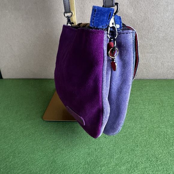 Soruka Leo Reversible Suede Cross Body Bag 2 compartments 1 Pocket zip Magnet. - Picture 15 of 16